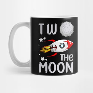 second birthday two the moon funny space rocket art Mug